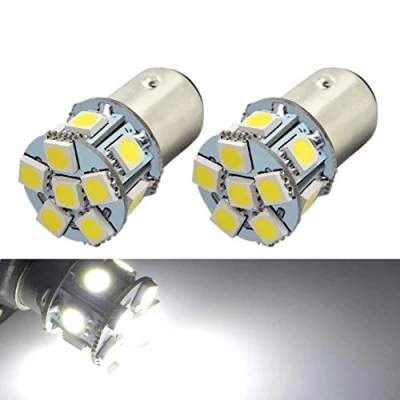 Image de Lot de 2 ampoules LED blanches BA15D 1142 1078 DC 24 V super lumineuses 5050 12SMD pour feux recul, clignotants, arrière