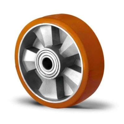 Image de Abrollwerk Roue intégrée renforcée, jante aluminium, polyuréthane, diamètre 125 mm, double roulement à billes, capacité de charge 1200 kg (roue intégrée)