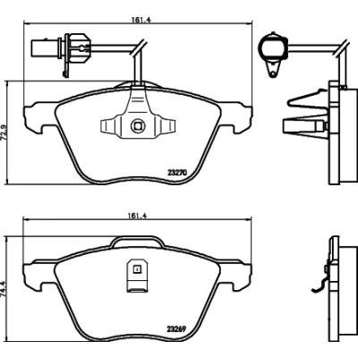 Image de HELLA 8DB 355 008 921 Jeu de plaquettes frein avec contact du palpeur d&#039;usure intégré VOLKSWAGEN: Transporter 4 Bus, 4, Sharan I