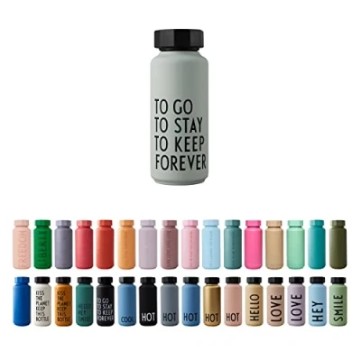 Image de Design Letters Gourde Isotherme Bouteille 500 ml TO GO d&#039;eau en Acier Inoxydable thermos Reutilisable Chaud de 12 Heures &amp; du Froid Jusqu’à 24 Potable sans BPA