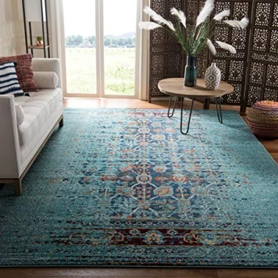 Image de Safavieh Grand Tapis de Salon rectangulaire pour Une Utilisation en intérieur, Polypropylène, Bleu/Multicolore, 243 X 335 cm