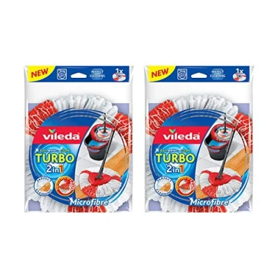Image de Vileda Balai facile &amp; Clean Turbo 2 en 1 Microfibre recharge Tête Lot de 2, multicolore , 16.5 x 30 22 cm