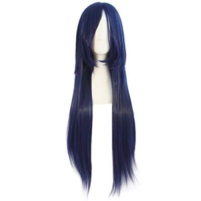 Image de MapofBeauty 80cm/ 31 Pouce Longue Droit Femmes Perruques (Sombre Bleu/Noir)