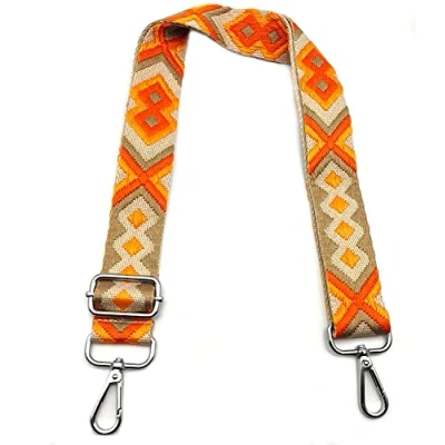 Image de Sangle Réglables de Sac à Main Kaki Orange Bandouliere pour Rechange Colorée avec Mousqueton Argent 3.8cm Remplacement Femme Bretelles Larges Accessoire Filles DIY, 10