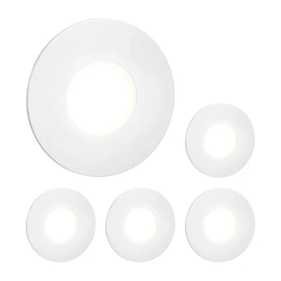 Image de ledscom.de 5 pièces Lumière d&#039;escalier LED/lampe murale encastrée FEX pour l&#039;intérieur et l&#039;extérieur, ronde, 85mm Ø, blanc froid