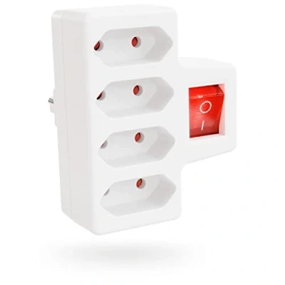 Image de greate Adaptateur 4 Prises avec Interrupteur jusqu&#039;à 2300W de Prise 4X sans câble, Quadruple, Multiprise câble