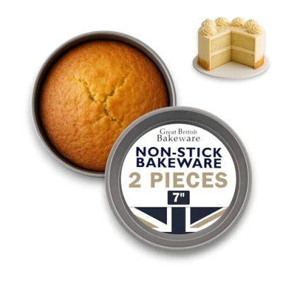 Image de Samuel Groves Victoria Lot de 2 moules à gâteau anti adhésif avec base fixe Fabriqué en Angleterre 17,8 cm