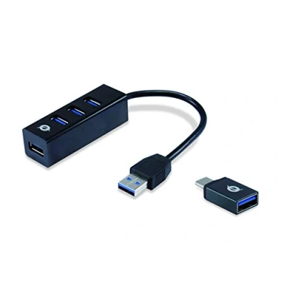 Image de Conceptronic HUBBIES04B hub &amp; concentrateur USB 3.2 Gen 1 (3.1 1) Type A 5000 Mbit/s Noir Neuf