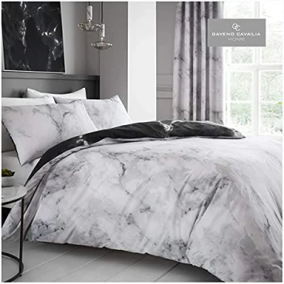 Image de Gaveno Cavailia Parure de lit avec Housse Couette et taie d&#039;oreiller Motifs rectangulaires, Coton, Blanc, King