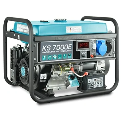 Image de Groupe électrogène à essence KS 7000E puissance maximale 5500 W, 1x16A, 1x32A (230 V), moteur EURO V, démarrage manuel/électrique, régulateur de tension automatique (AVR), enroulement 100% cuivre.