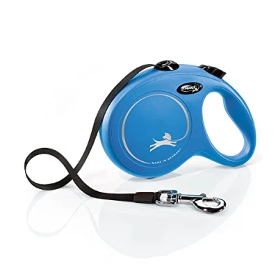 Image de Flexi, Laisse Modèle New Classic, Version Sangle, Forme Moderne et Ergonomique, Système de Guidage perfectionné, à Enrouleur, Made in Germany, Bleu, L 8m