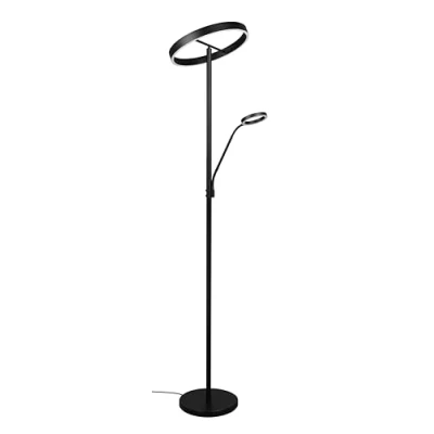 Image de Trio Leuchten Lampadaire LED WILLIS 449510232, Noir métal mat, 39 + 5,5 Watt LED, Couleur de la lumière réglable, Dimmable