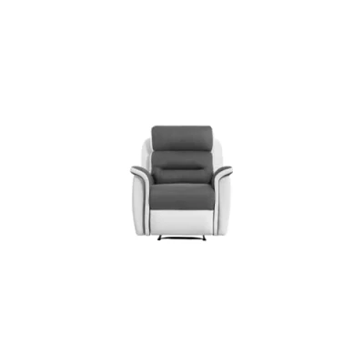 Image de LOUNGITUDE Fauteuil de Relaxation Manuel en Microfibre et Simili Blanc/Gris