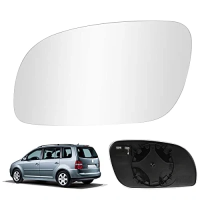 Image de Verre de Rétroviseur Remplacement pour VW Touran 2003 2009, Extérieur Réglable Adapté, Recul Miroir (for Gauche)