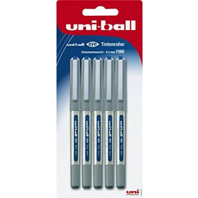 Image de Faber Castell 148197 Lot de 5 stylos rollers Uni Ball Eye UB 157, largeur trait 0,4 mm Bleu