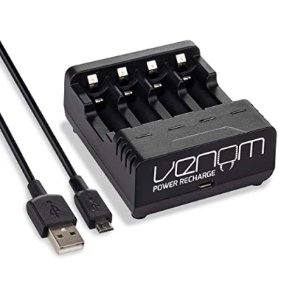 Image de Venom TAO9026 Power Recharge Station de Charge Intelligente pouvant contenir jusqu&#039;à 4 Piles AA ou AAA Rechargeables Noir