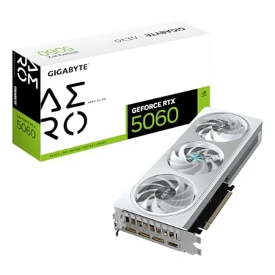 Image de Gigabyte GeForce RTX 5060 Aero OC 8G Carte Graphique 8GB GDDR7, 128bit, PCI E 5.0, 2595 MHz Fréquence du cœur, 3 x DisplayPort, 1 HDMI, GV N5060AERO 8GD