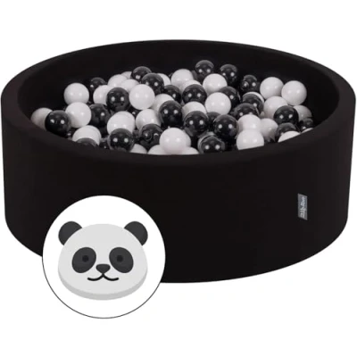 Image de KiddyMoon Piscine À Balles pour Bébé Rond 90X30cm/200 7Cm Fosses Boules Jouet Enfant, Panda: Noir/Blanc
