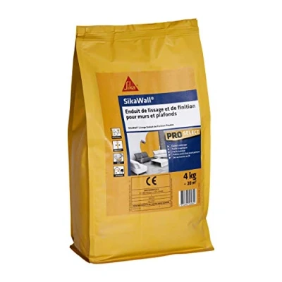 Image de SikaWall Enduit de Lissage et Finition murs plafonds en poudre, Blanc, 4kg