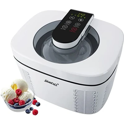 Image de Steba IC 110 Sorbetière entièrement automatique et auto refroidissante, prête à l&#039;emploi sans prérefroidissement, minuterie 180 min, bac glace de 1,2 l récipient yaourt 1,1 l, maintien