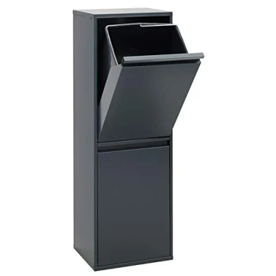 Image de ARREGUI Basic CR204 B Poubelle de Recyclage Cuisine 2 Bacs x 17 L (34 L) Tri Sélectif Rangements Meuble en Acier avec Seaux Sac anthracite