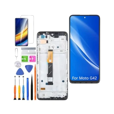 Image de HLYGZX Écran de rechange pour Motorola Moto G42 LCD TFT, XT2233 Kit pièces réparation (noir avec cadre)