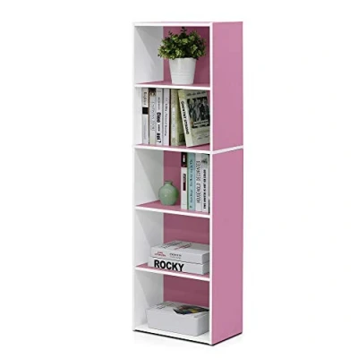 Image de Furinno 11055 Bibliothèques, Bois, Blanc/Rose, Taille Unique, dense, One Size