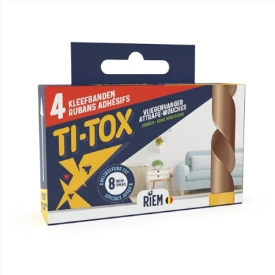 Image de Riem Ti Tox Attrape Mouches 4 pièces Ruban adhésif contre les Sans Insecticide Efficace jusqu&#039;à 8 semaines