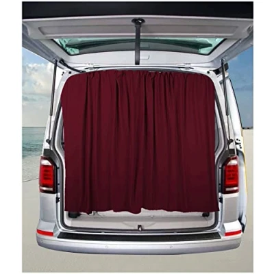Image de BREMER SITZBEZÜGE Housse de Protection Solaire pour hayon, Porte battante, Rideau Compatible avec VW T5, T6, T6.1, Multivan Transporter Caravelle, Bordeaux