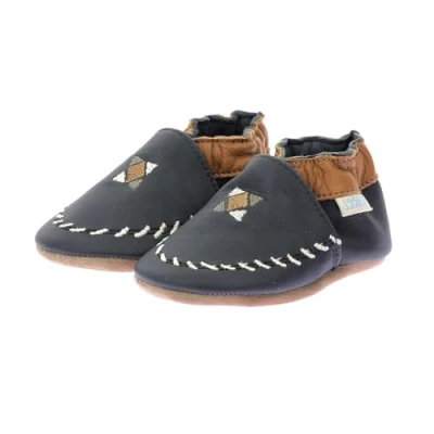 Image de Robeez Chaussons IN AND OUT pour enfants, Taille: 17/18, Marine Cuir