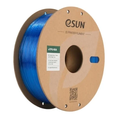 Image de eSUN TPU 95A Filament 1.75mm, Flexible Imprimante 3D TPU, Précision Dimensionnelle +/ 0.05mm, 1KG Bobine (2.2 LBS) d&#039;impression pour 3D, Bleu Transparent