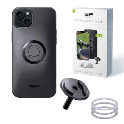 Image de SP CONNECT Micro Stem Bundle SPC+ pour iPhone 15 Plus Support de téléphone Portable Guidon vélo Smartphone