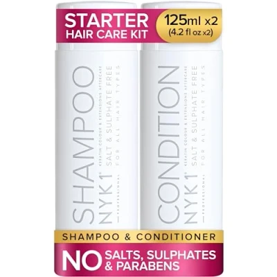 Image de NYK1 shampoing et après sans sulfate (kit de démarrage 125 ml x 2) pour extensions, traitement la couleur kératine Shampooing