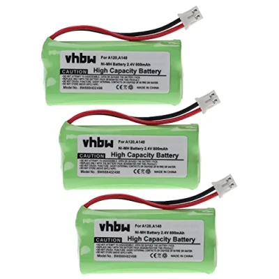 Image de vhbw 3X Batteries Compatible avec Siemens Gigaset A12, A14, A120, A140, A140 Trio, Duo téléphone Fixe sans Fil (800mAh, 2,4V, NiMH)