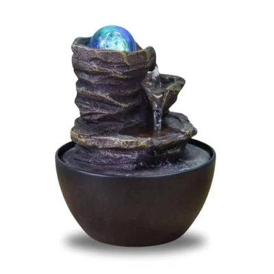 Image de Fontaine d’Intérieur Cascade Zen Relaxante Lumière LED Coloré, Décoration Salon, Chambre, Bureau, Cadeaux Utile Petit Prix Faible Encombrement, de Table Circuit Fermé, H18cm Guru Zen’Light