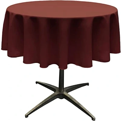 Image de La Nappe Ronde en Lin Polyester Popeline, Polyester, Bordeaux, 58&quot;