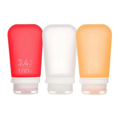 Image de humangear GoToob 071102 Lot de 3 Bouteilles 100 ML Transparent/Rouge/Orange Taille Unique