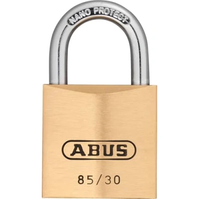 Image de ABUS Cadenas laiton 85/30 pour portes de caves, remises, etc. résistant aux intempéries, corps en anse acier trempé niveau sécurité 5