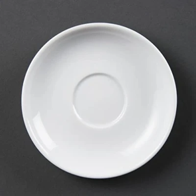 Image de Olympia Soucoupe à espresso Whiteware 85ml (Lot de 12), blanches, compatibles avec la tasse CB464, porcelaine entièrement vitrifiée, Passe au four, micro ondes, Certifié BS4034, CB465