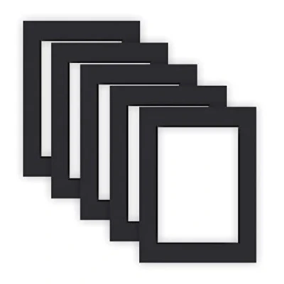 Image de nielsen Conservation Passepartout carton 1,5 mm set de 5 pièces format extérieur 30x40 cm pour d&#039;image 20,5x29,5 (DIN A4) noir surface lisse