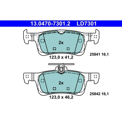Image de ATE Ceramic 13.0470 7301.2 Jeu de plaquettes frein non préparé pour indicateur d&#039;usure, contact signal d&#039;usure exclu PEUGEOT: 308 II 3/5 portes
