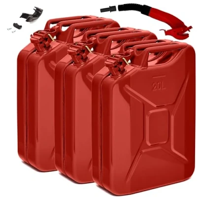 Image de BW® Jerrican en métal 3 x 20 litres avec bec verseur Rouge RAL 3000 Certifié TÜV et homologation ONU Fabriqué Europe
