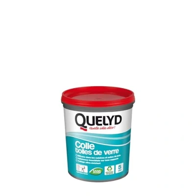 Image de Quelyd Colle Toiles de Verre Fibres Prête à l&#039;Emploi Tous Supports Muraux Toutes Pièces dont Cuisines et Salles Bain Sans Solvant Pot 1 kg (5 m²)
