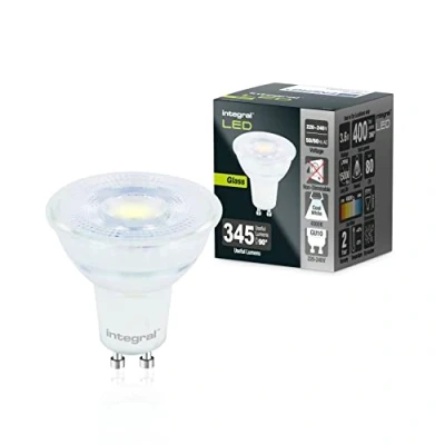 Image de Integral Ampoule LED en verre GU10 10 PACK blanc froid 4000K, 400LM, 3,6W (équivalent à 50W) non dimmable Efficace énergie et idéale pour les spots projecteurs dans salles de bains