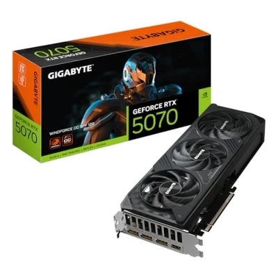 Image de GIGABYTE GeForce RTX 5070 WINDFORCE OC SFF 12G Carte Graphique 16 Go GDDR7, 256 bits, PCI E 5.0, 2542 MHz Core Clock, 3 x DP 2.1a, 1 HDMI 2.1b, NVIDIA DLSS 4, GV N5070WF3OC 12GD Neuf