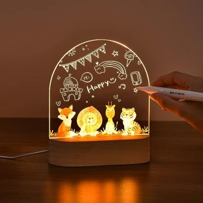 Image de OTraki Veilleuse Bébé Personnalisé DIY LED Lampe Enfant USB Animaux de Nuit Idée Cadeau Baptême pour Bebe Naissance Garcon Fille Nouveau Né Déco Chambre Chevet