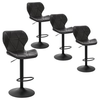 Image de EUGAD 4 X Tabouret de Bar Cuisine en Similicuir et métal,Tabouret bistrot Chaise réglable Rotatif,Anthracite 0665BY