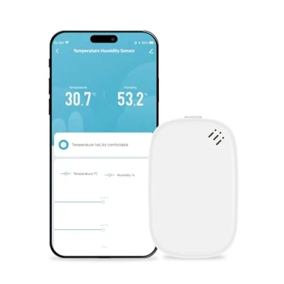 Image de MOES Tuya Smart ZigBee Thermomètre Hygromètre Intérieur (Hub Requis), Capteur de Température et d&#039;humidité Numérique avec Contrôle par Application, Stockage des Données