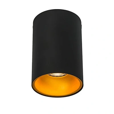 Image de QAZQA deep Spot plafond, plafonnier 1 lumière Ø 95 mm Noir et Or Design, Moderne éclairage intérieur Salon I Chambre