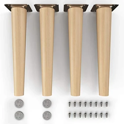 Image de Pieds de meuble en bois sossai® Clif Round Finition à l&#039;huile Hauteur: 25 cm HMF1 rond, conique (version droite) Matériau: massif (hêtre) pour chaises, tables, placards, etc.